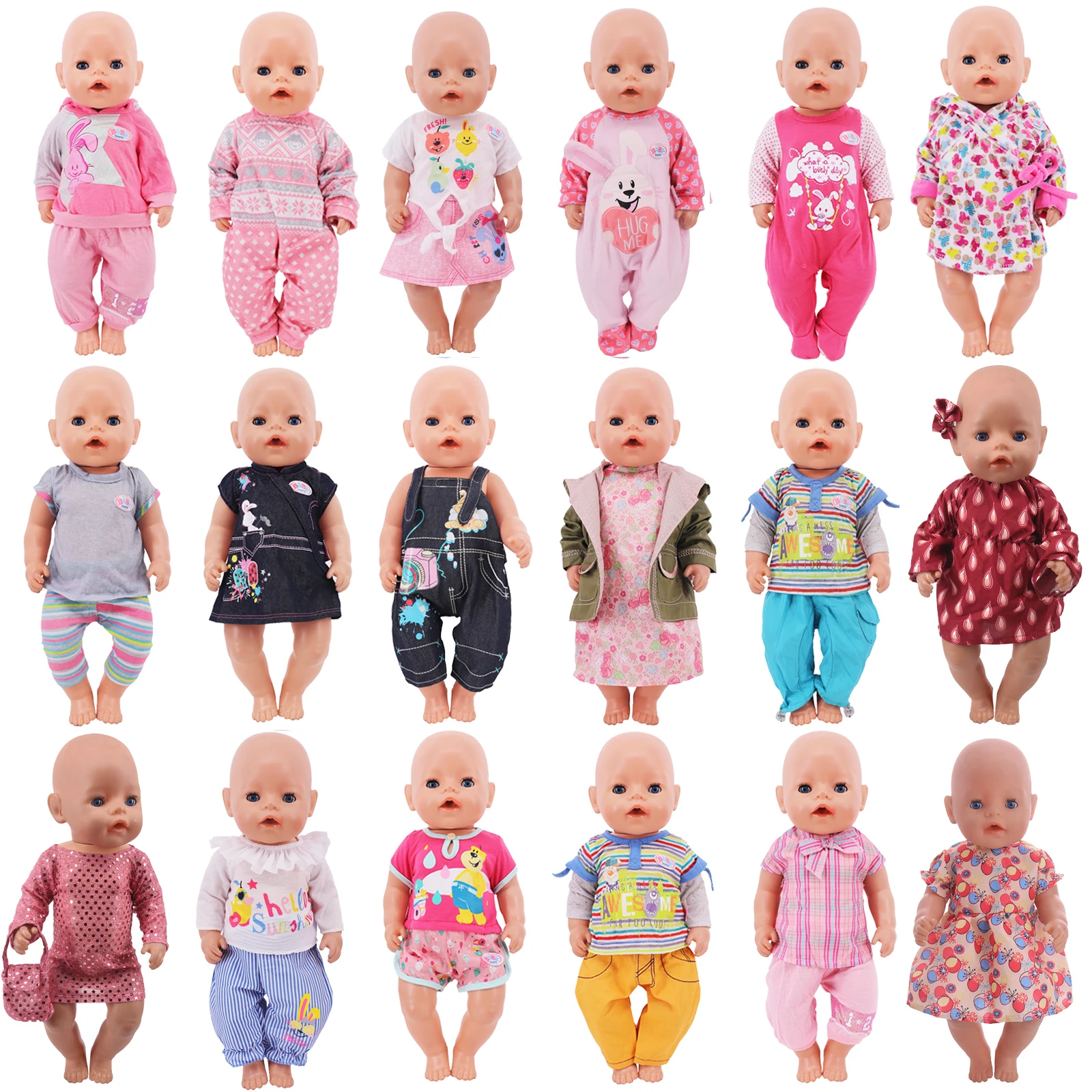 Handmade Casual Coat Jacket One-piece Pajama For 18Inch American Doll Clothes Girl's Gift 43 cm Baby Reborn Doll Our Generation