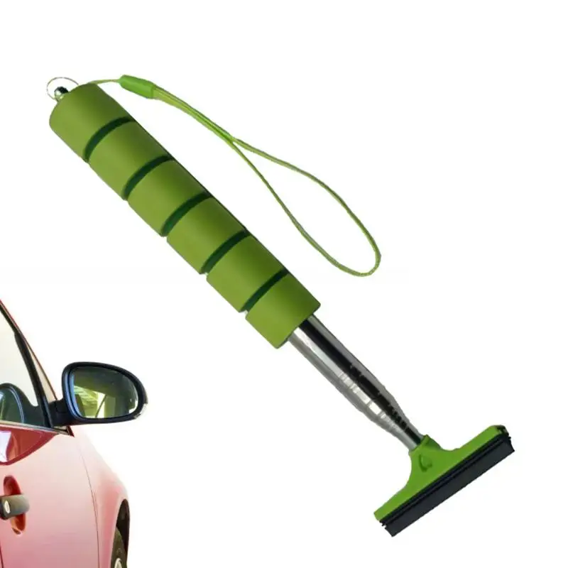 Car Rearview Mirror Wiper Side Mirror Squeegee With Telescopic Long Rod Portable Car Cleaning Tool Mirror Glass Mist Cleaner For