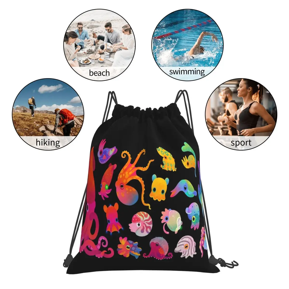 Cephalopod Backpacks Casual Portable Drawstring Bags Storage Bag Book Bags For Man Woman Students