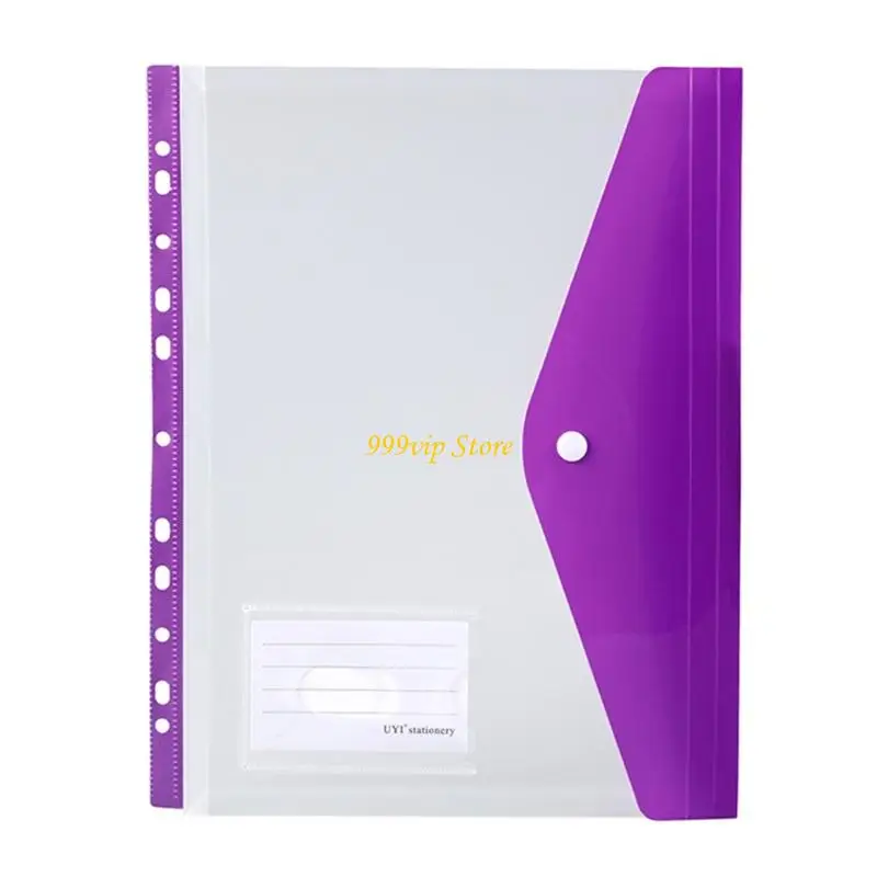 C90C 6PCS مجلد الجيوب المجلد مقسمة ملفات زر ملفوفة وثيقة محفظة ملف إغلاق محفظة مع 11 فتحة