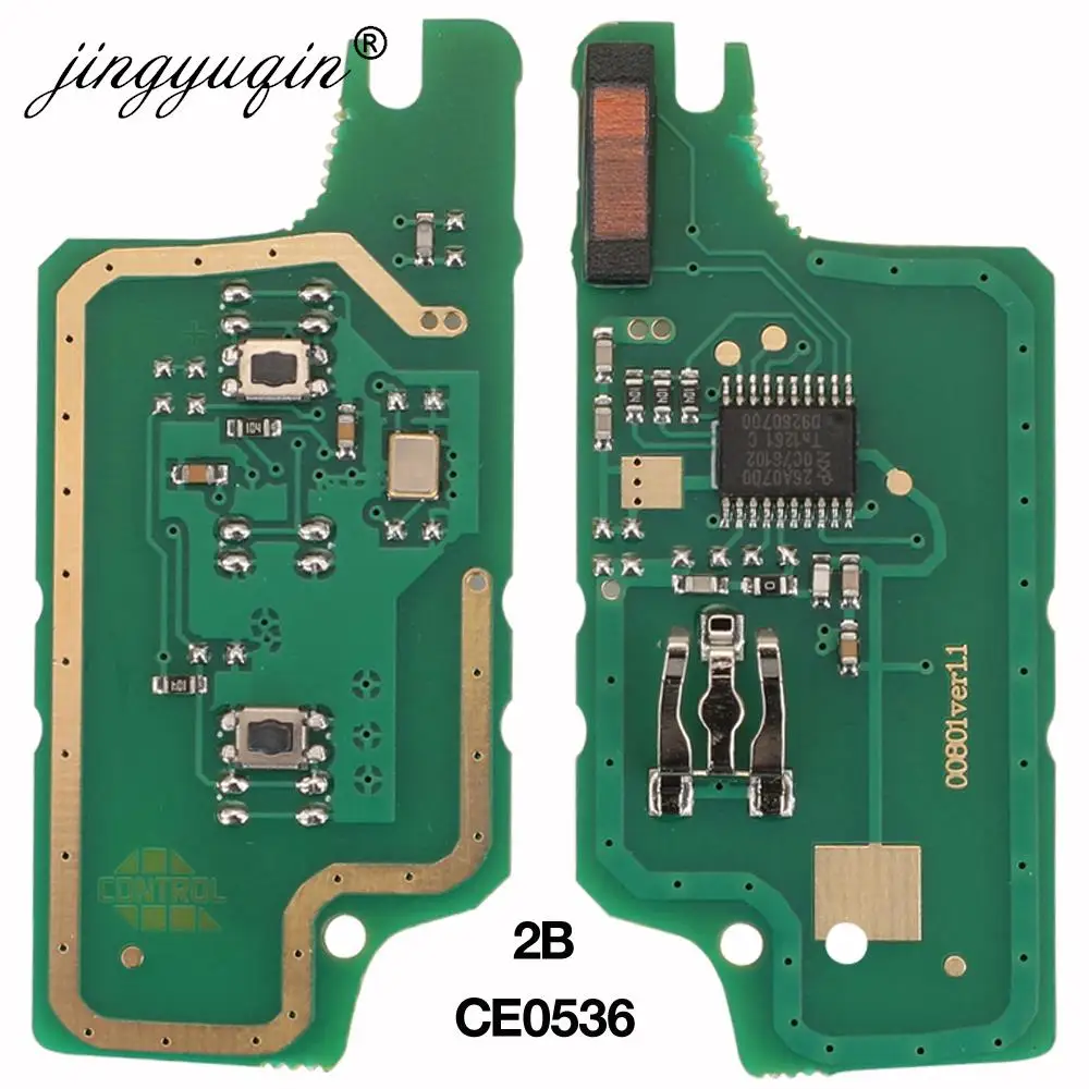 Jingyuqin HCA/Hu83 2 przyciski zdalny kluczyk dla Peugeot 307 3008 308 408 433MHz PCF7961 ID46 CE0536 klucz składany brelok z baterią