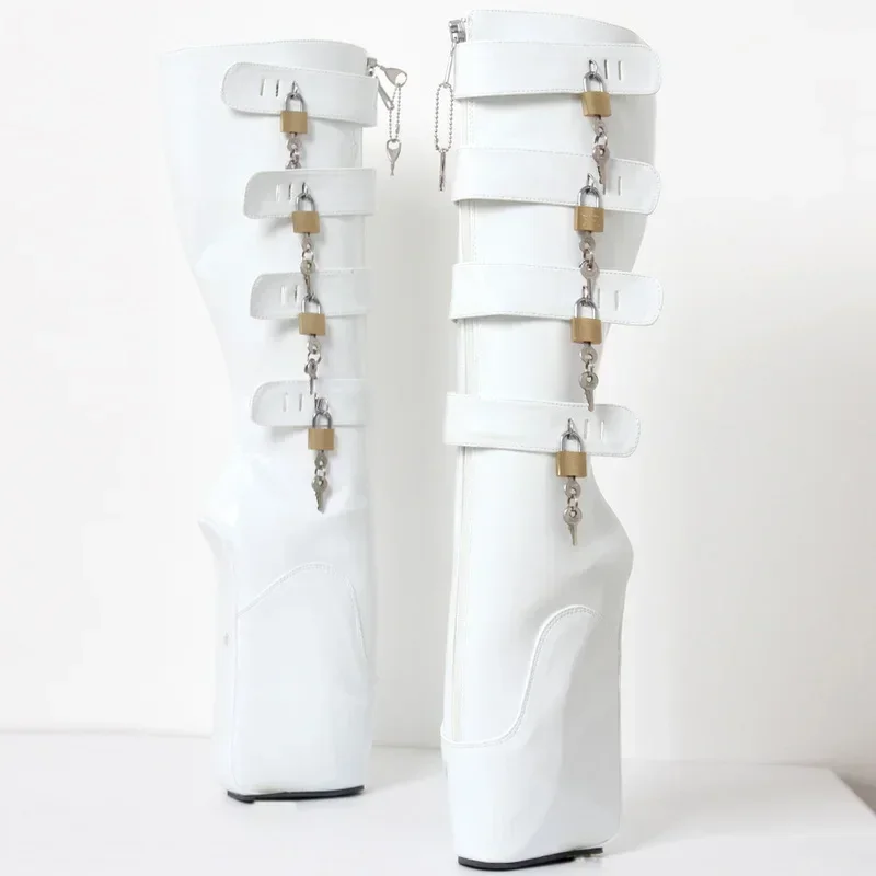 CACA النساء أحذية الباليه عالية في الركبة ، 18 سنتيمتر أسافين Heelless ، أحذية الرقص الرجالية الرقيق ، الملاعب عرض مسرحي بوتاس طويلة ، ألوان مخصصة ،