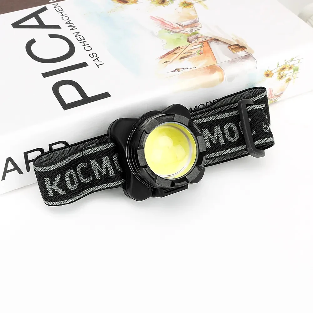 Portable LED COB Headlamp Built-in Battery USB Rechargeable Head Torch White Red Flashlight Outdoor Camping Fishing Headlight