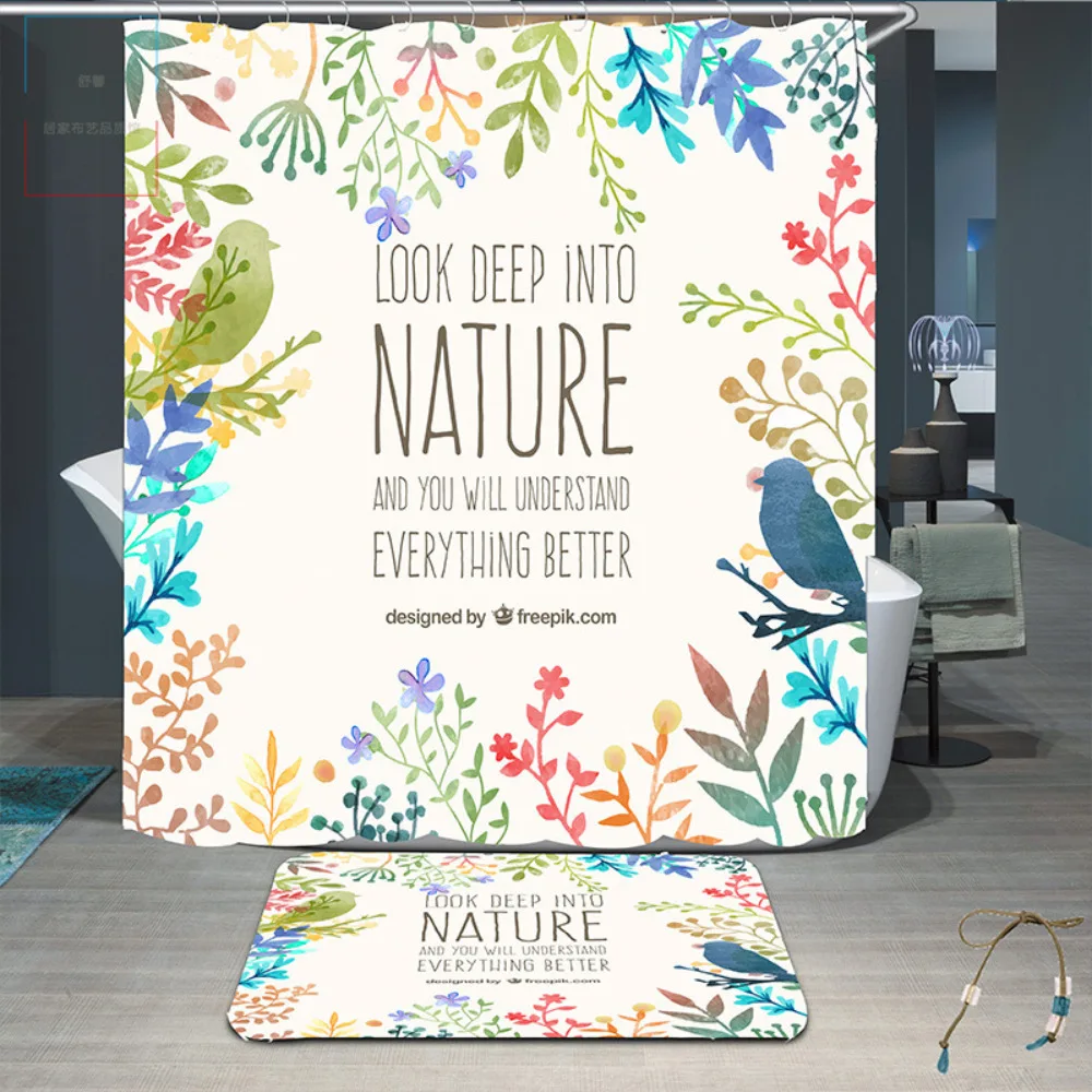 Digital Print Shower Curtain Natural Bird Household Good Practical and Durable Shower Curtain 200CM X 200 CM