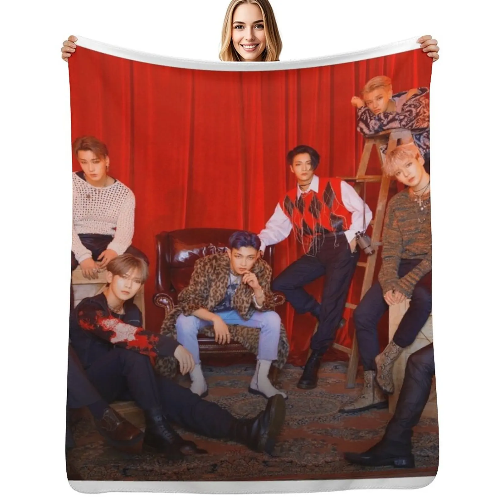ATEEZ WONDERLAND Throw Blanket Men's Soft Warm Throw Blanket for Couch