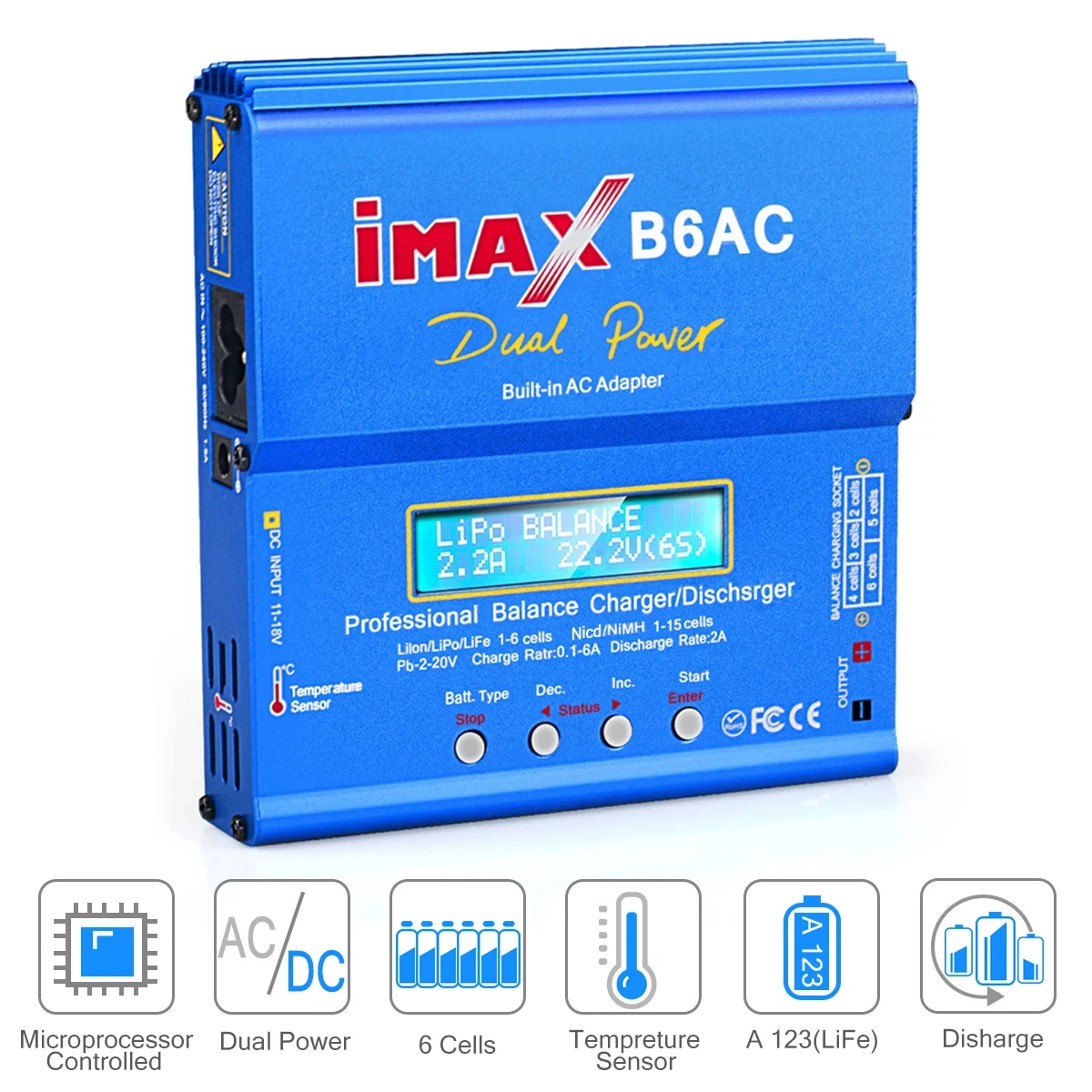 IMax B6AC BALANCE Charger 60W หน้าจอ LCD แบตเตอรี่เครื่องชาร์จ 6A สําหรับ Li-Ion LiFe Nimh Nicd PB Lipo แบตเตอรี่ Discharger 5W RC Charger