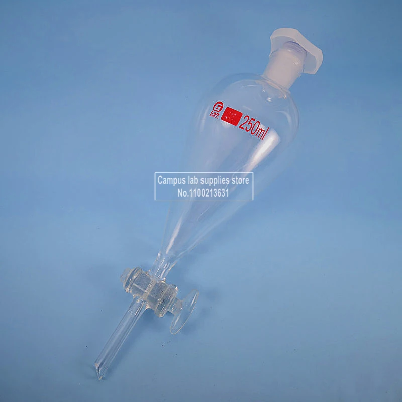 1piece Pear-shaped Glass Separation Funnel with Standard Mouth 30ml/60ml/125ml/250ml/500ml/1000ml for Laboratory Experiment