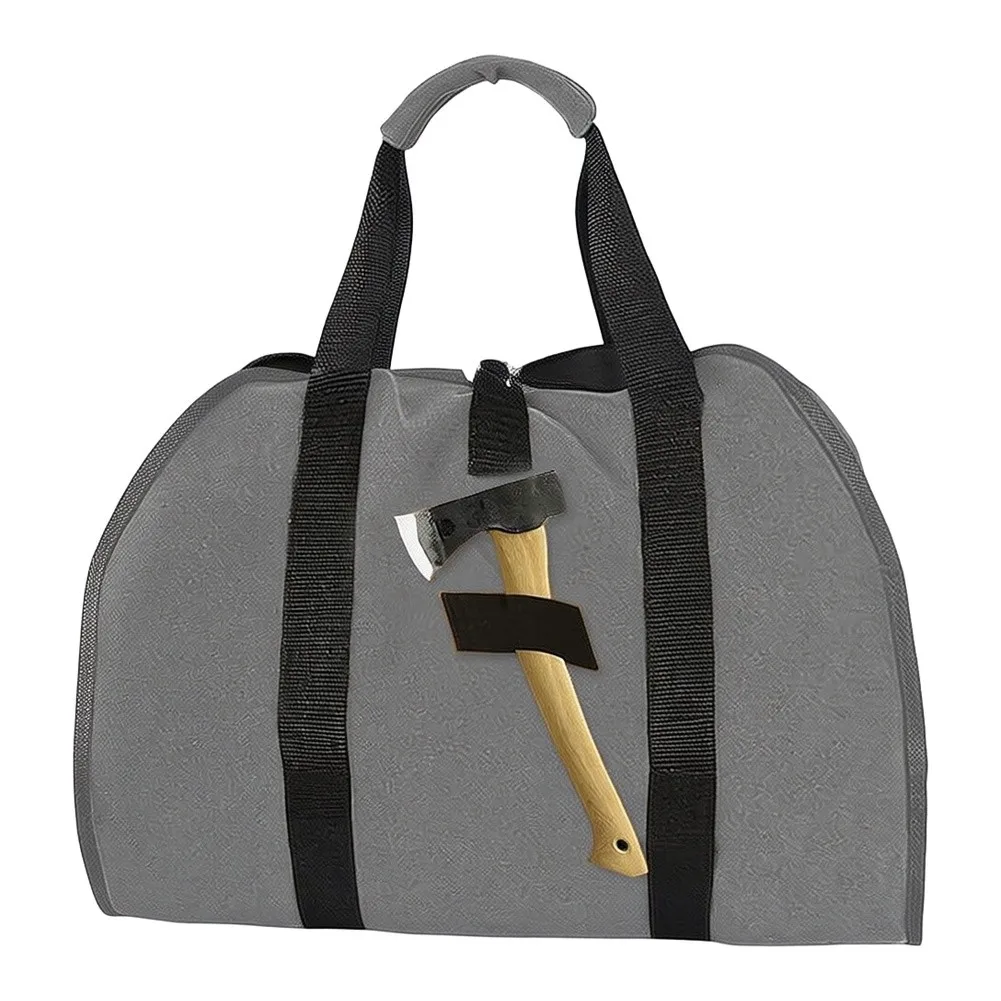 Sturdy 600D Oxford Wood Tote Bag for Camping Travel For Outdoor Firewood Storage Portable Handbag 100x50cm Black Gray