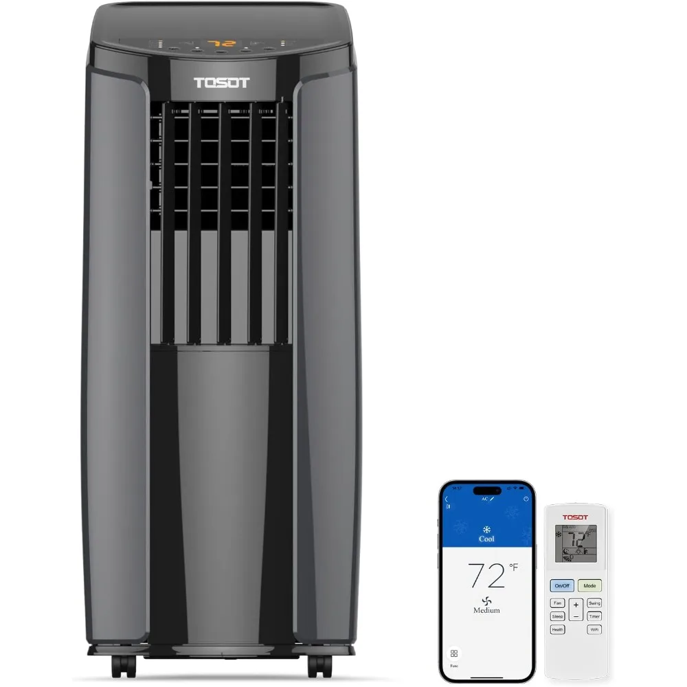 Aire acondicionado portátil de 10,200BTU (6.200 BTU SACC), Control inteligente por Wifi, Unidad de CA con deshumidificador, ventilador