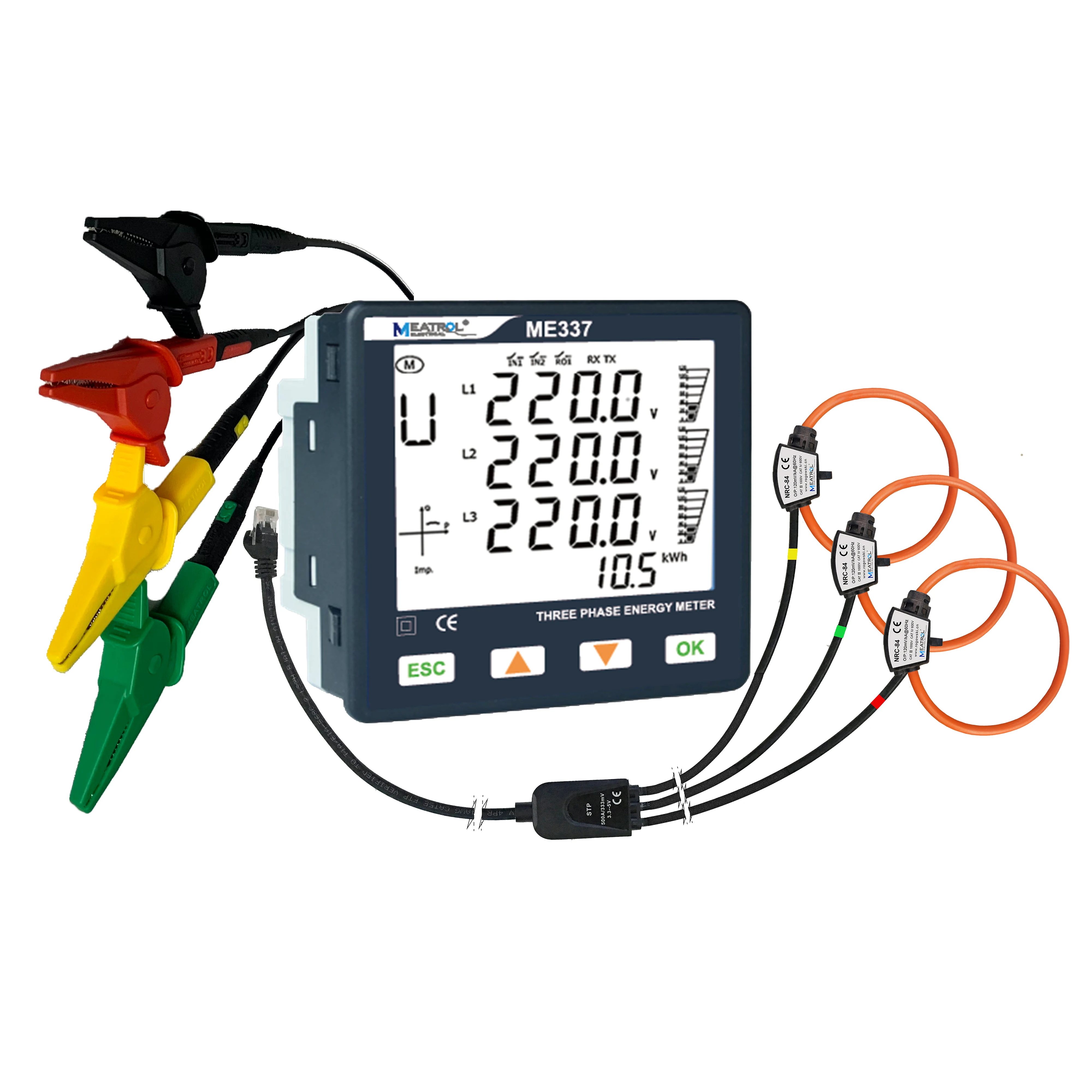 RTU ME337 Rogowski RS485 96x96mm Smart Power Quality Electricity Meter Energy Analyzer