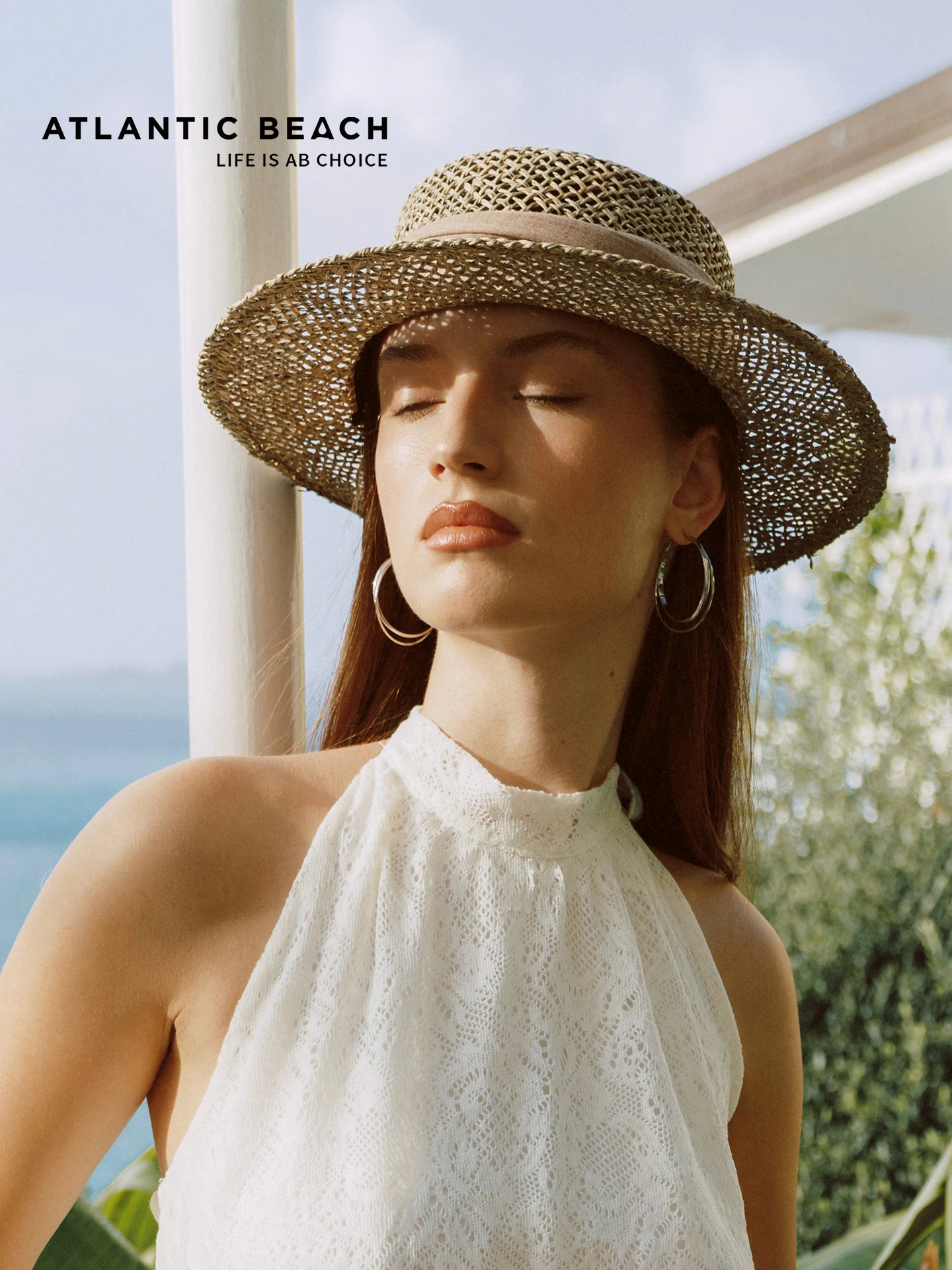 atlanticbeach-中空フラットトップ麦わら帽子女性用日焼け防止ビーチ休暇ビーチサンドフラット織り帽子夏のスポーツウェア