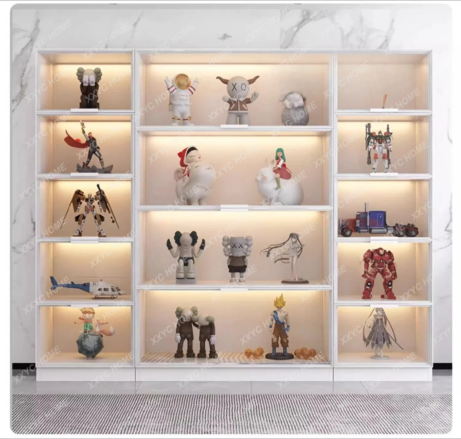 Customized bookcase with glass door, whole wall dust-proof bookshelf, light luxury display display, household living room view 5