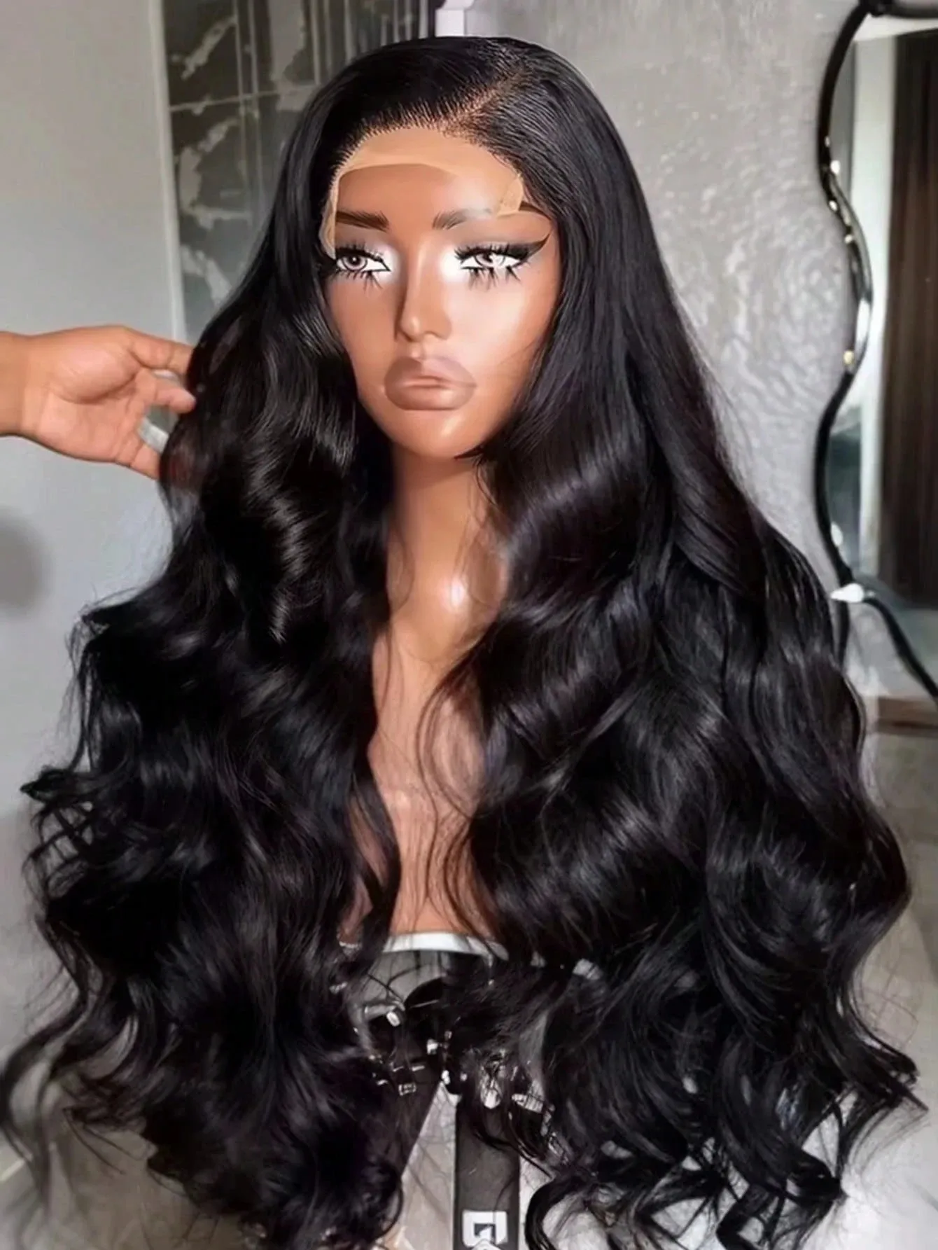 13x4 HD Transparent Lace Frontal Wig 34 Inch Body Wave Hair Wigs Human Hair Pre Plucked Pre Bleached Small Knots With Baby Hair 250 Density Human Hair Wigs For Women