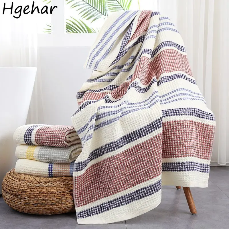 

70x140cm Striped Shower Towels Adults Household Soft Quick Dry Bath Toallas Bathroom Absorbent Four Season Durable Cotton Towel