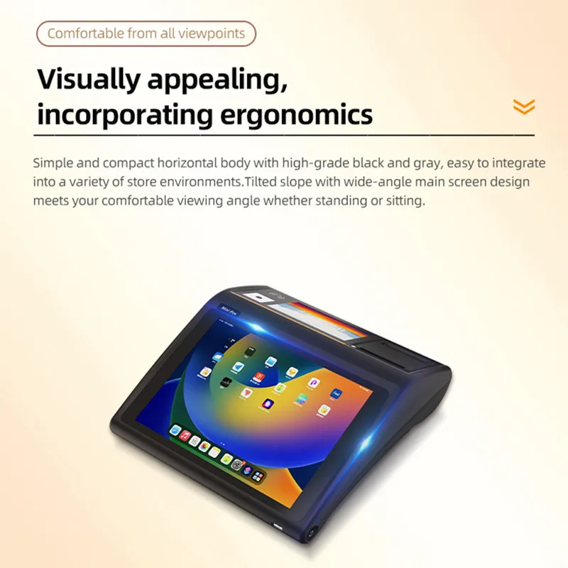 Mesin Kasir Layar Sentuh 10.1 inci untuk Restoran Supermarket dengan Pemindai WIFI Bluetooth dan Printer Struk Termal 58mm Terintegrasi