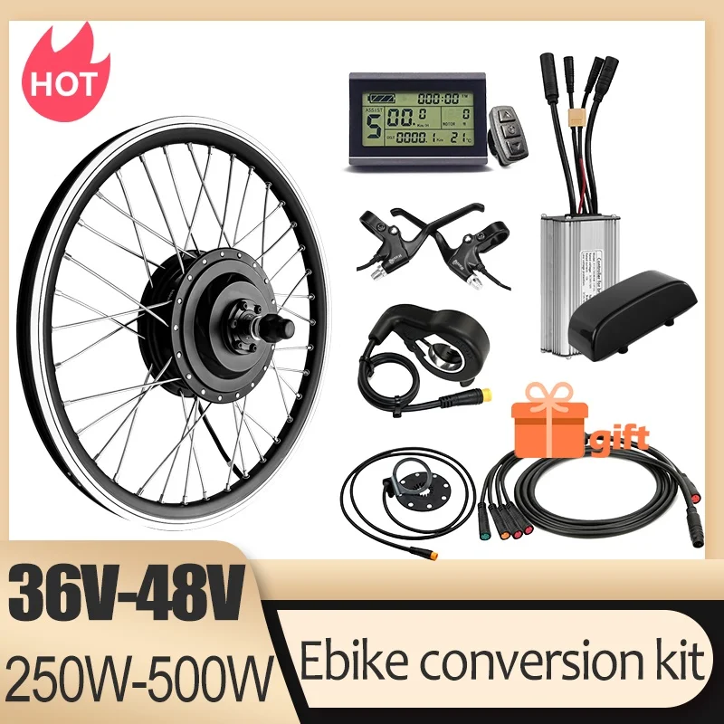 Wasserdichtes E-Bike Umrüstkit 36V 48V 250W 350W 500W Vorder- und Hinterrad-Kassetten-Nabenmotor KT Sinuswellen-LCD3U-Display Komplettset