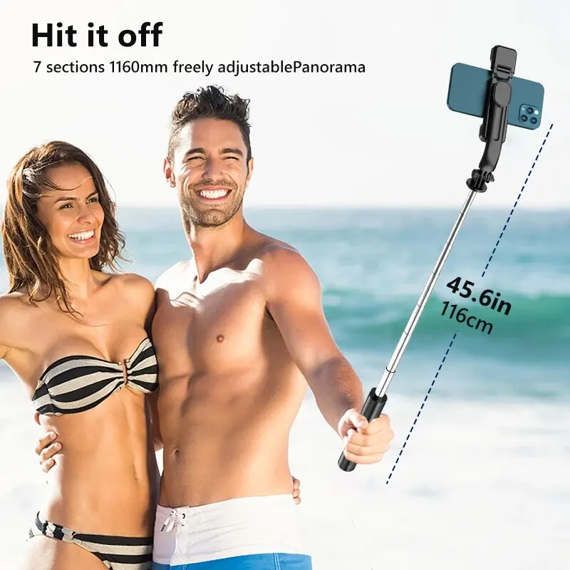 Keelead selfie stick com luz de preenchimento, sem fio, bluetooth, portátil, para iphone 14 e 13