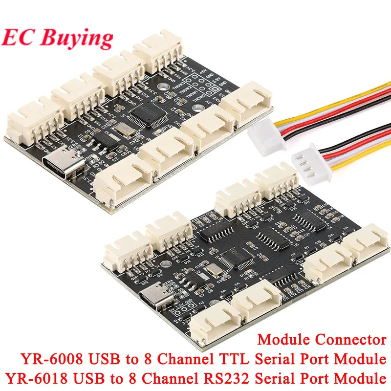 USB to 8 Channels Way TTL RS232 RS-232 Serial Port Module CH348 Multi Ways UART Expansion Board Type-C to 8 TTL Hub PCB YR-6008