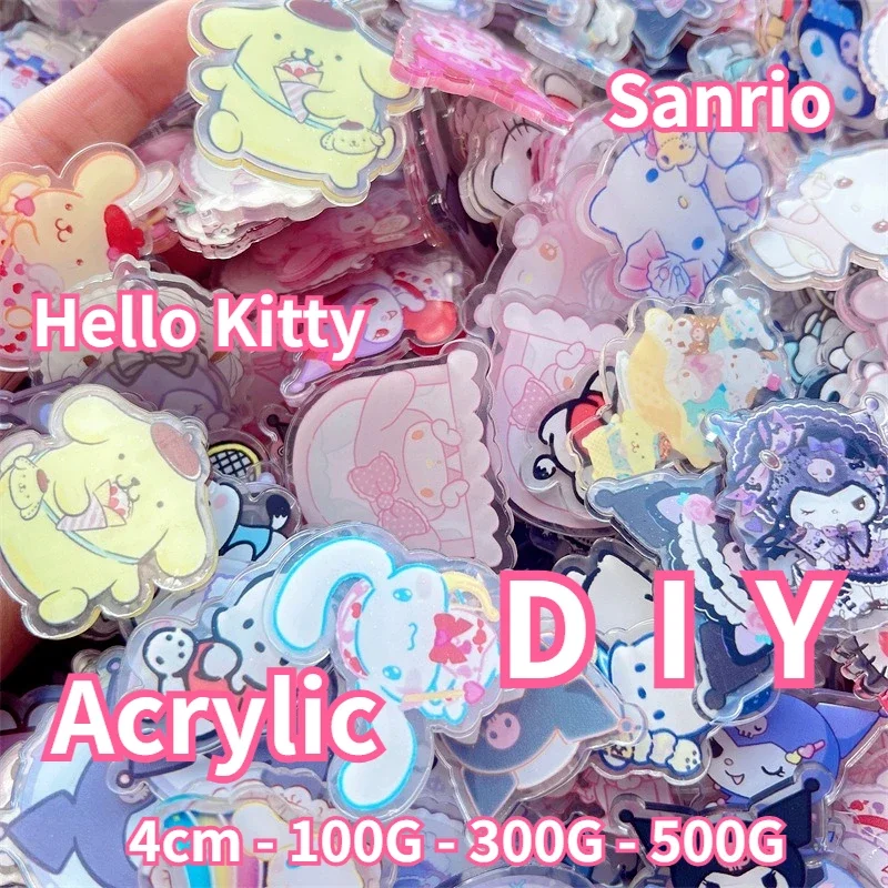 

4cm Acrylic DIY Material Anime Cartoon Sanrio Kawaii Pattern Refrigerator Magnet Pendant Material Accessories Brooch Keychain