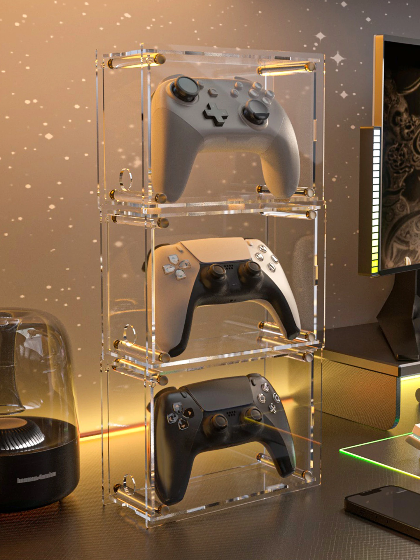 Acrylic Game Controller Stand Protective Dustproof Cover Universal for PS5 Nintendo  Desktop Organizer Storage Ra