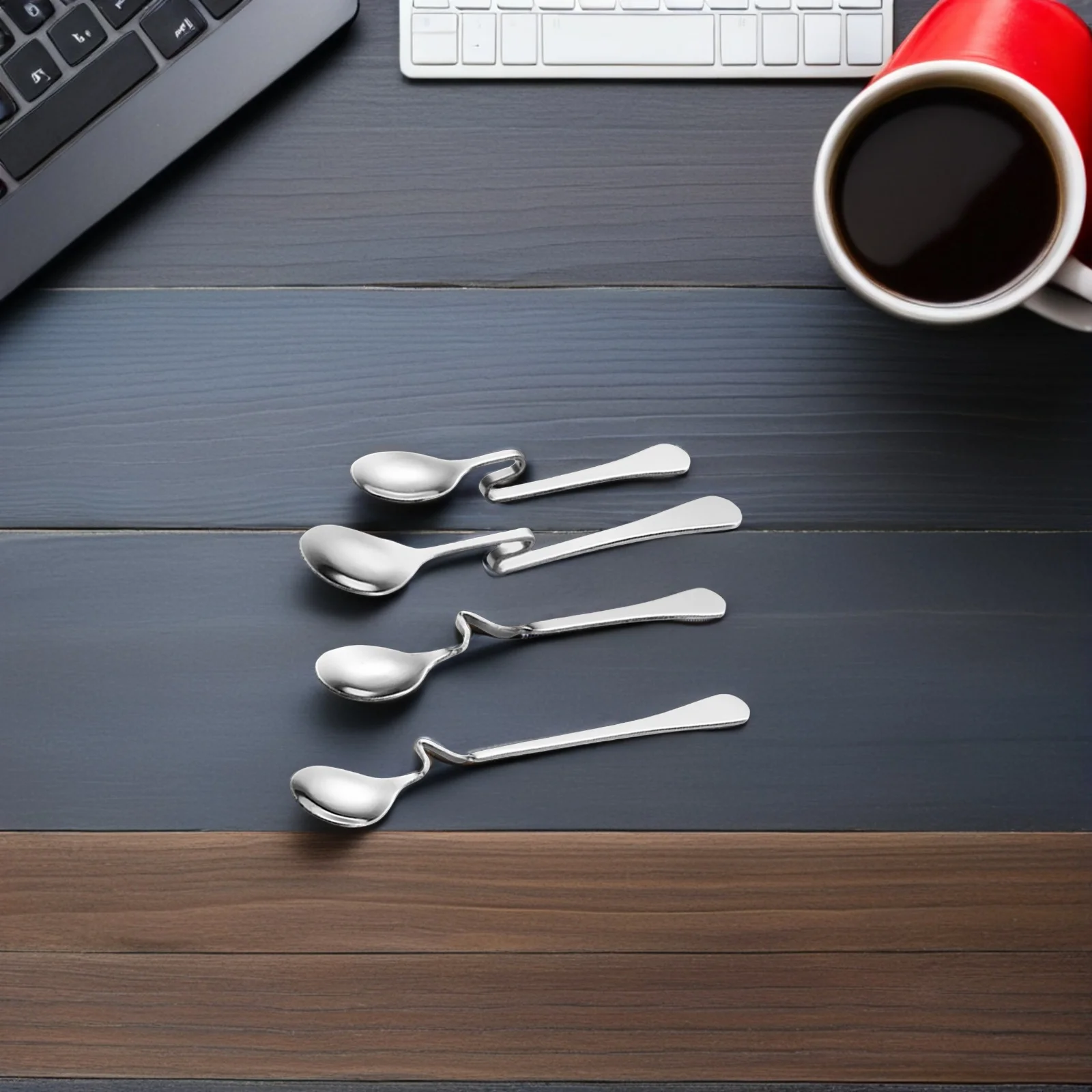 

4Pcs Stainless Steel Hanging Cup Coffee Stirring Spoons Honey Mixing Dessert Pudding Bar Cafe Stainless Steel Spoons