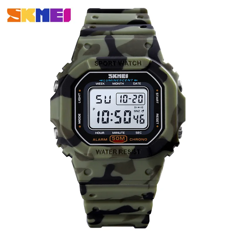 SKMEI Colorful Watches PU Transparent Shockproof Teenager Multi-functional sports waterproofing Wristwatches Digital reloj mujer