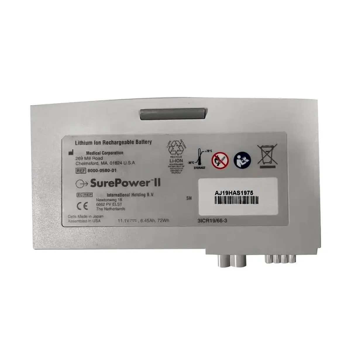 Propaq MD/X Series defibrillation Li-lon battery SurePower II REF 11.1V 72Wh 8000-0580- 01