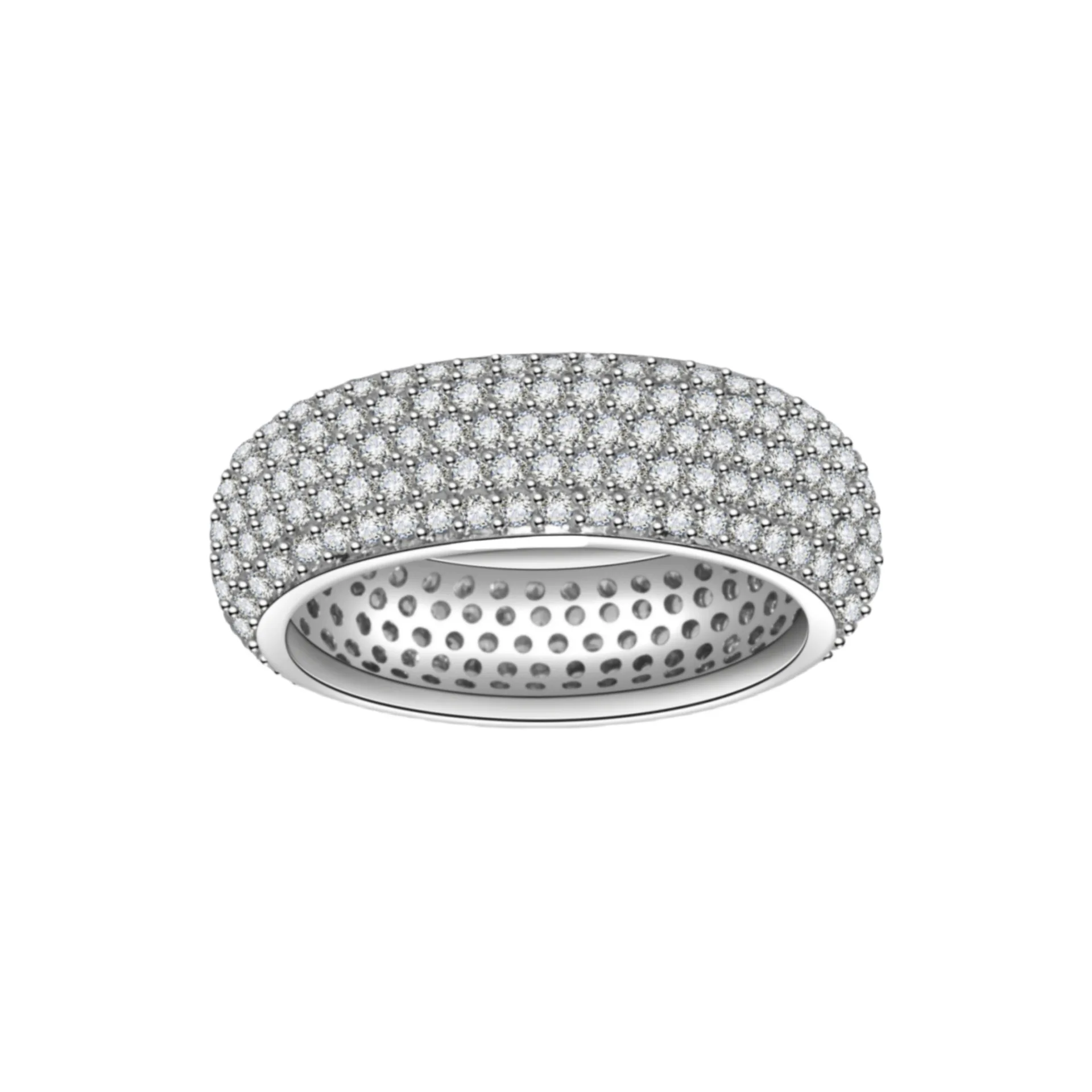 925 Sterling Silver Plated 18K Gold Diamond Ring Fashionable Decorative Dazzling Circular Ring