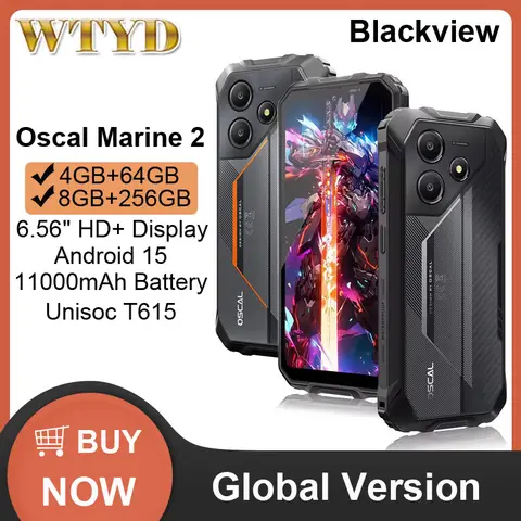 Blackview Oscal Marine 2 Rugged Phone 8GB+256GB 6.56'' HD+ Display 11000mAh Android 15 Unisoc T615 4G NFC Smartphone