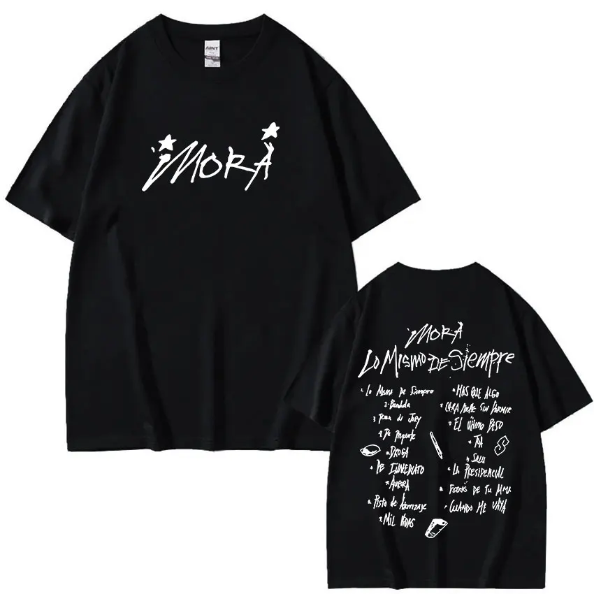 

Singer Mora Lo Mismo De Siempre Album Letter Graphic T Shirt Men Women Fashion Harajuku T-Shirt Summer O-Neck Casual Tees