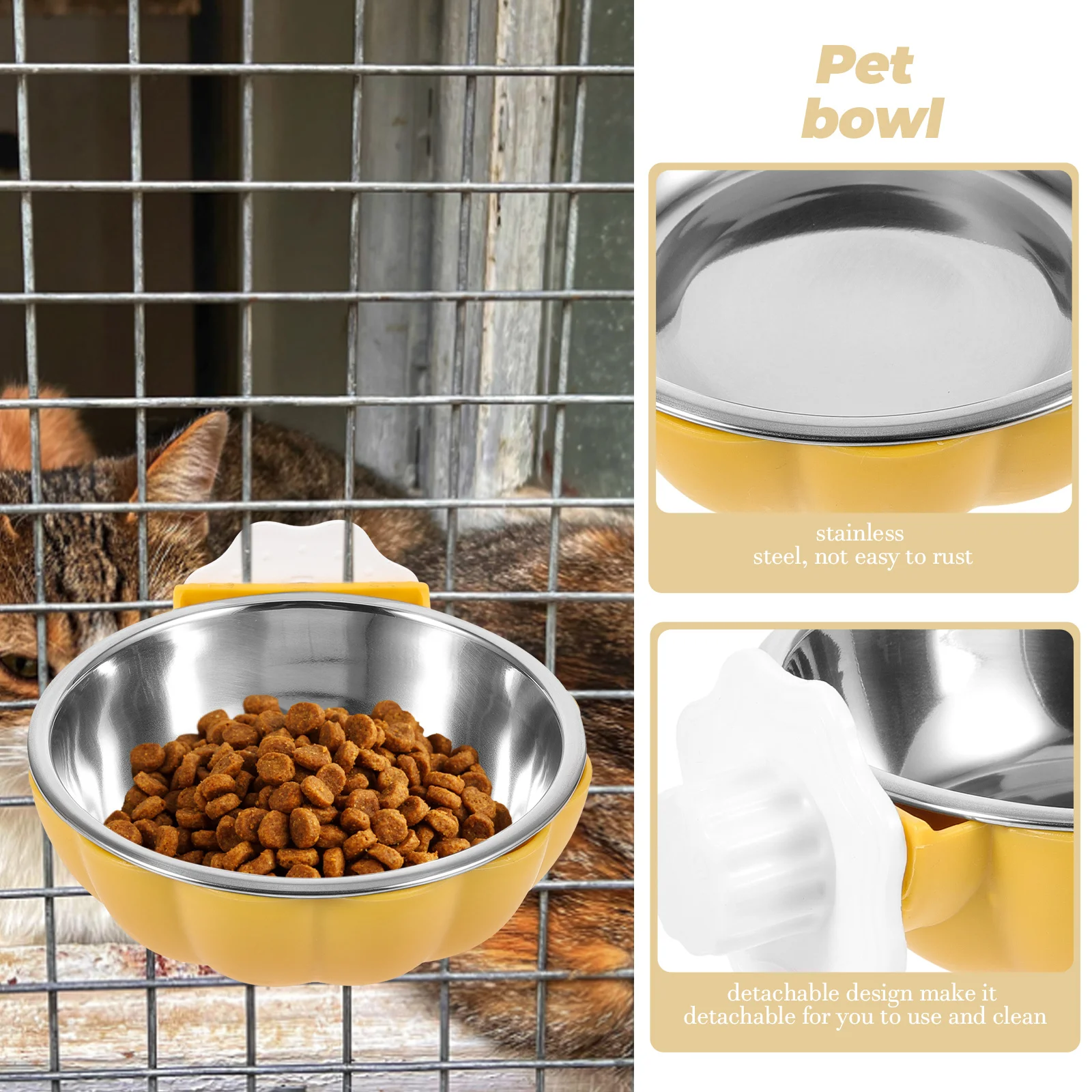 

Stainless Steel Hanging Pet Bowl for Cats Dogs Rabbits Bite Resistant Detachable Design Crate Bowl Small Dog Food Bowls Large