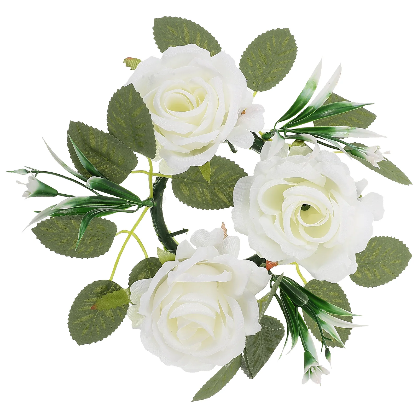 

Small Rose Ring Artificial Wreath Simulation Green Leaves Wedding Table Centerpiece Decor Holiday Decoration