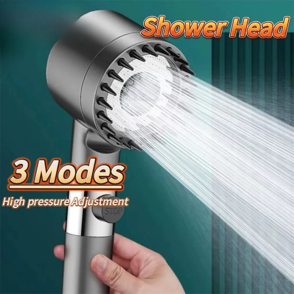 

High Pressure Filter Shower Head 3-mode Adjustable Spray Massage Brush Rain Faucet Shower Set Bathroom Accessories
