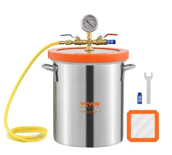 3/5 Gallon Vacuum Chamber Glass Lid Vacuum Degassing Chamber for Stabilizing Wood Resin/Silicone/Plaster Degassing