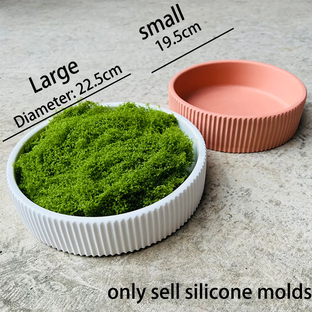 Large Silicone Planter Molds Concrete Round Indoor Flowerpot Big Candle Vessel Storage Plants Pot Silicone Cement Casting Mould