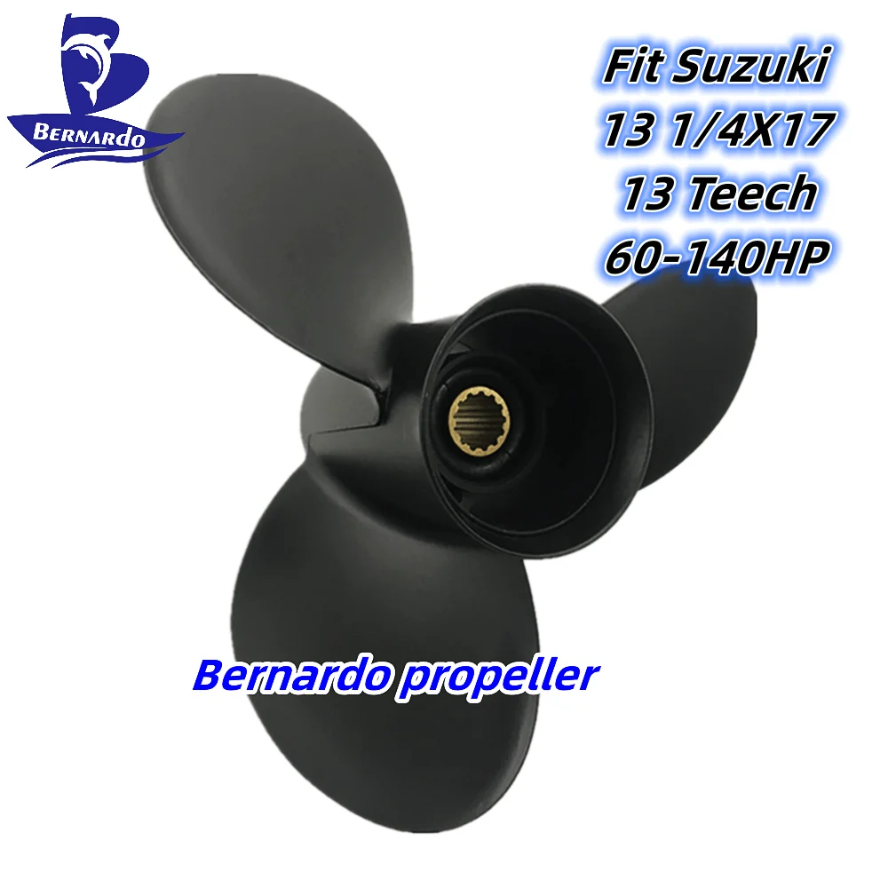 

Bernardo Boat Propeller 13 1/4X17 Fit Suzuki Outboard Engines 60 70 75 85 90 100 115 140HP Aluminum 3 Blades 13 Tooth Spline