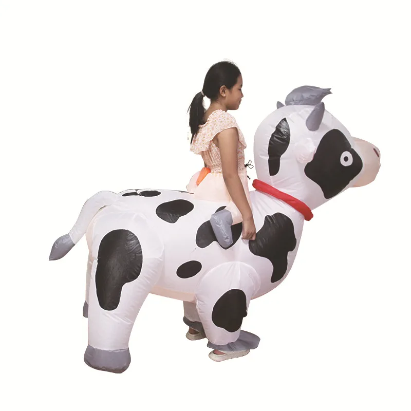 Children Inflatable Cow Cattle Costume Anime Mascot Dress Suit Halloween Masquerade Purim Christmas Party Stage Cosplay Costume