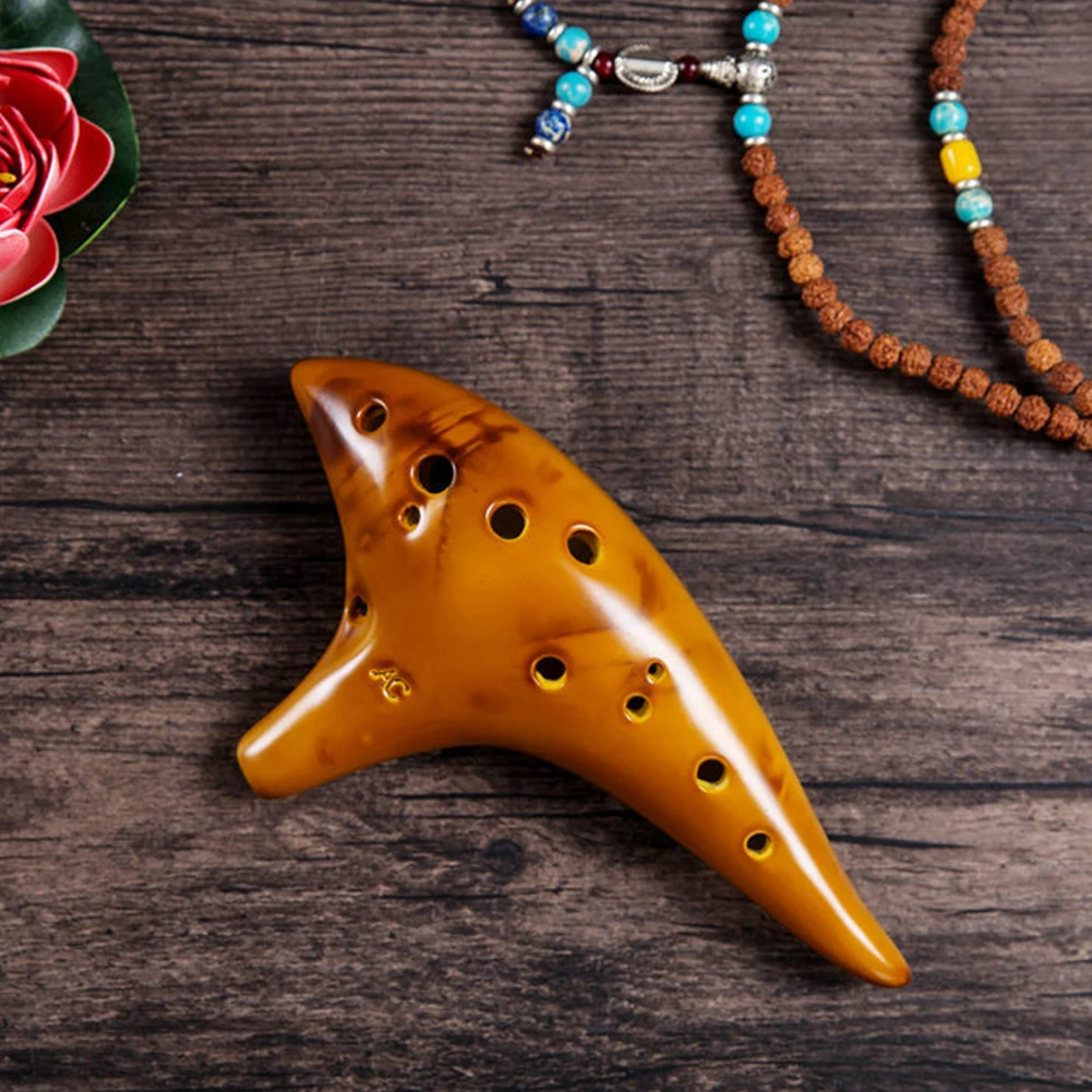 Premium Natural Ocarina Handcrafted Wooden Wind Instrument with Unique Smoked Finish Ideal for Music Enthusiasts