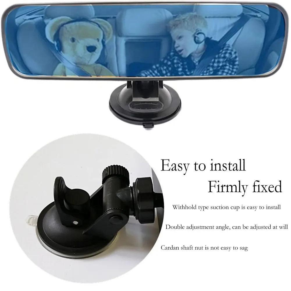 Wide-angle Anti-glare Blue Rearview Mirror Universal 360° Rotates Adjustable Suction Cup Interior Rear View Mirror Car