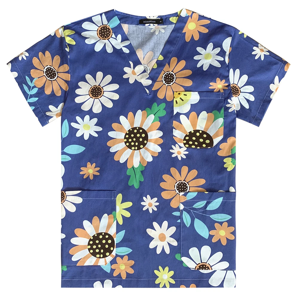 Ropa médica Unisex para mujer, Blusa de algodón suave, ropa de trabajo para médico, enfermería y pedicura