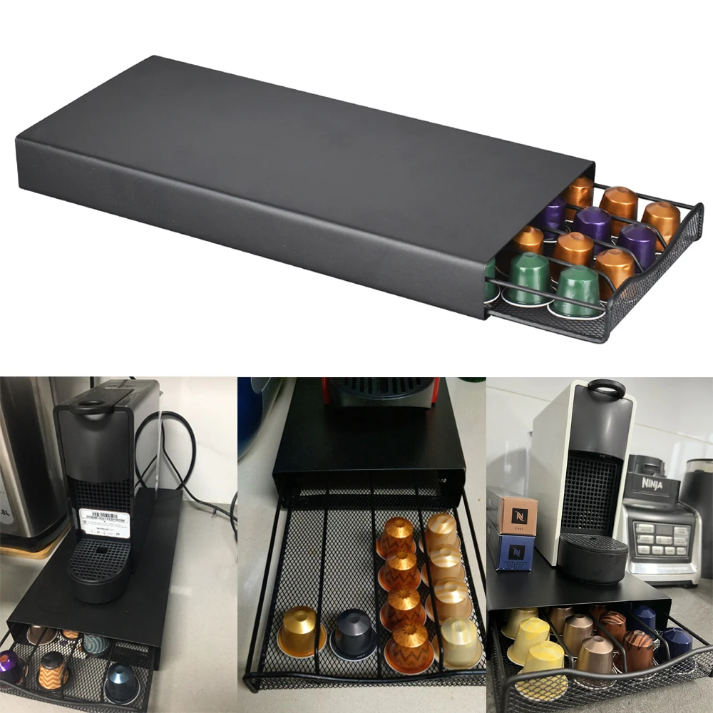 

Coffee Capsules Holder For Nespresso Practical Drawer Type Storage Stand Rack 40 Pods Coffee Shelves