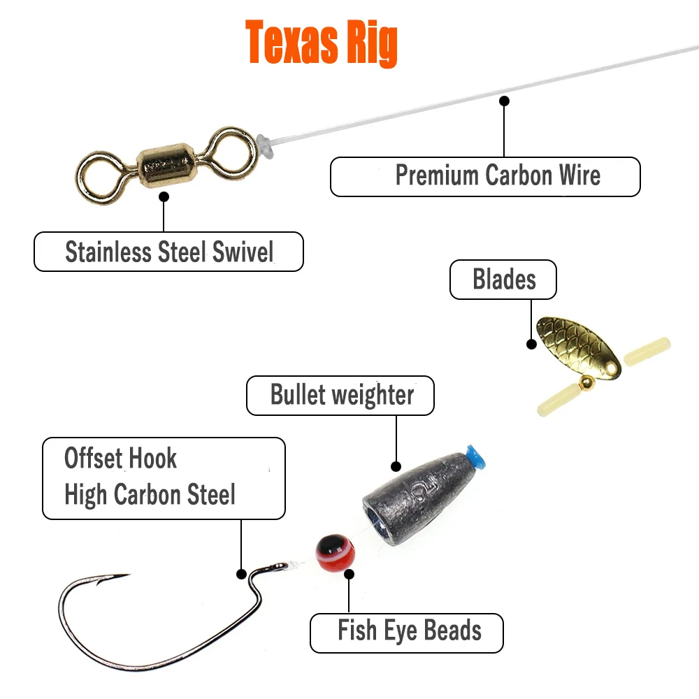 5 Stück/Set Texas Rig Set für Barsch-Angeln, Carolina Rig Kit, Angelzubehör, Fischhaken, Karpfenangeln, Haar-Rigs, Fertige Boilie-Köder – Detail 2