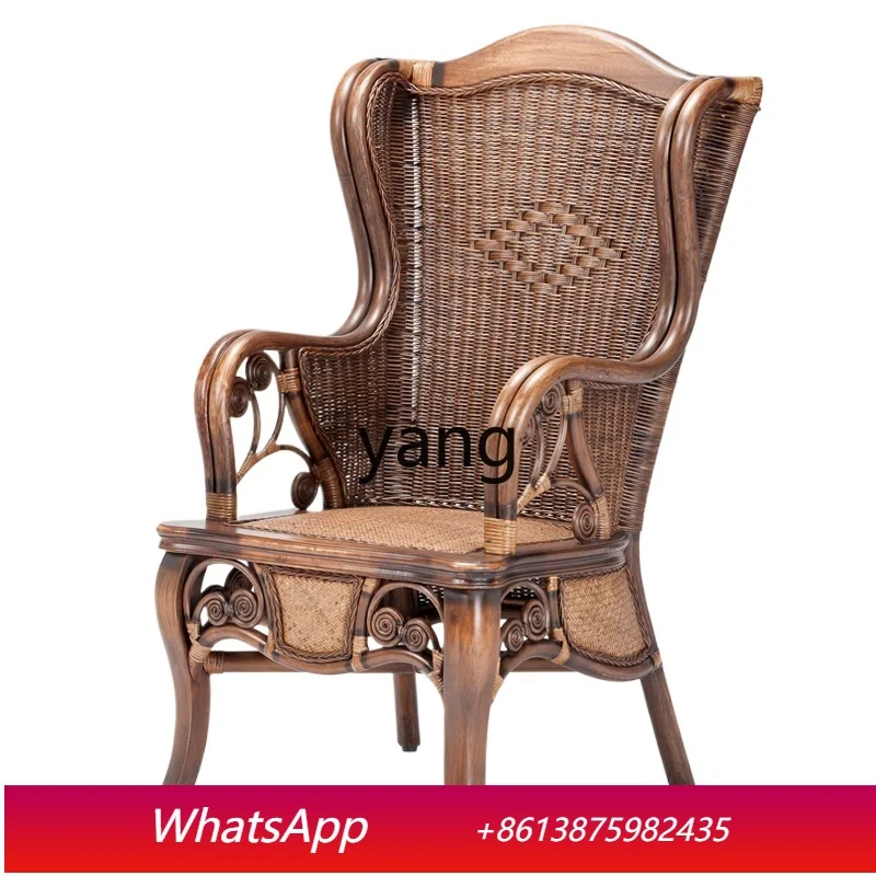 

Кресло LTT Rattan Boss из ротанга для компьютера и домашнего офиса, с сиденьем из массива дерева и высокой спинкой