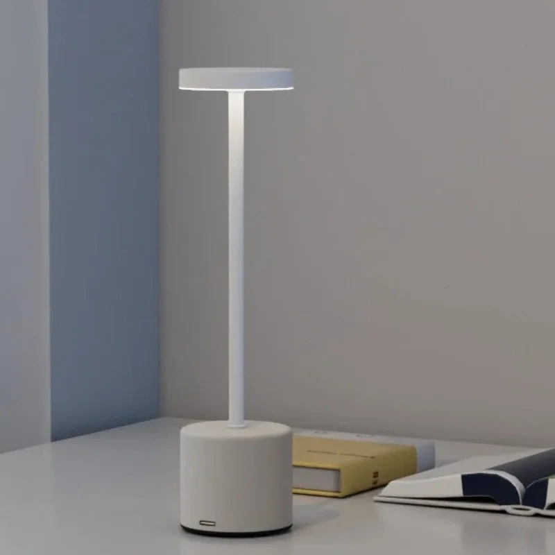 LED Table Lamp Night Light, USB Rechargeable Touch Control Dimmable 3 Color Temperatures Modern for Bedroom Bedside Office