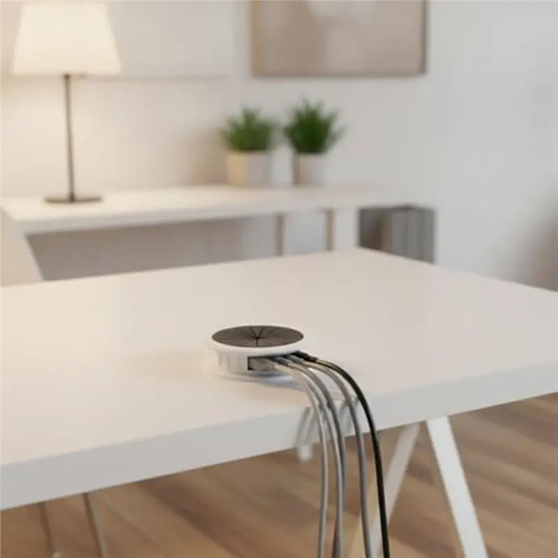 ABVG-ABS Snap-In Ring Desk Cable Grommet Cover For 2-Inch For-Hole To Hide Pre-Drilled Openings And Cord Management