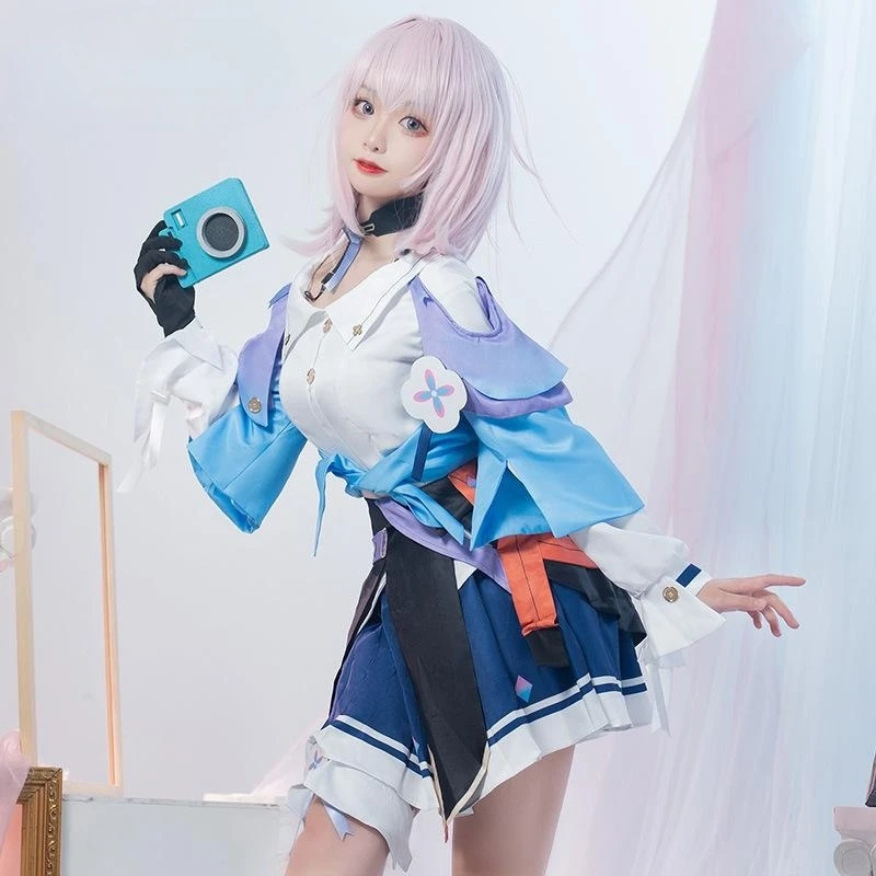 Honkai: Star Rail 7th March Cosplay Women's Halloween Carnival Party Carnival Sailor Uniform March 7th role-playing costume wig