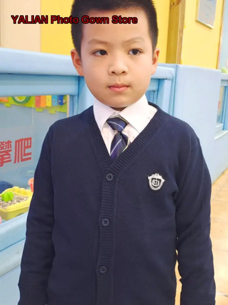 Boys Knit Top Boys Elementary School Autumn Winter English Style Knit Base Layer Top Little Kids