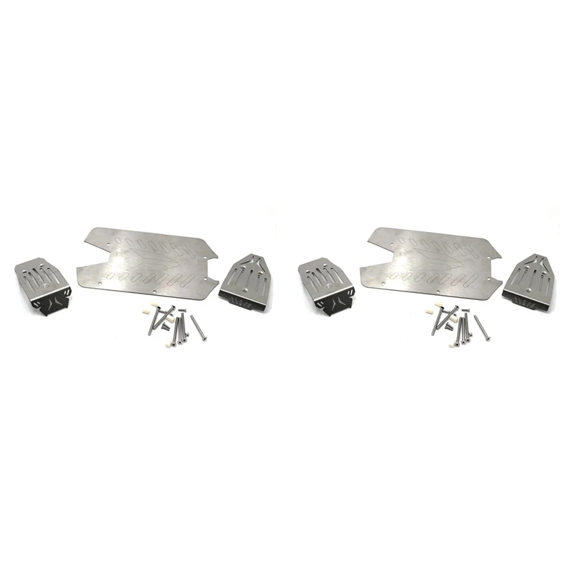 

Eco-Friendly-2X Stainless Steel Chassis Armor Front Rear Protector Skid Plate For 1/10 Arrma VORTEKS Big Rock RC Car Upgrade Par