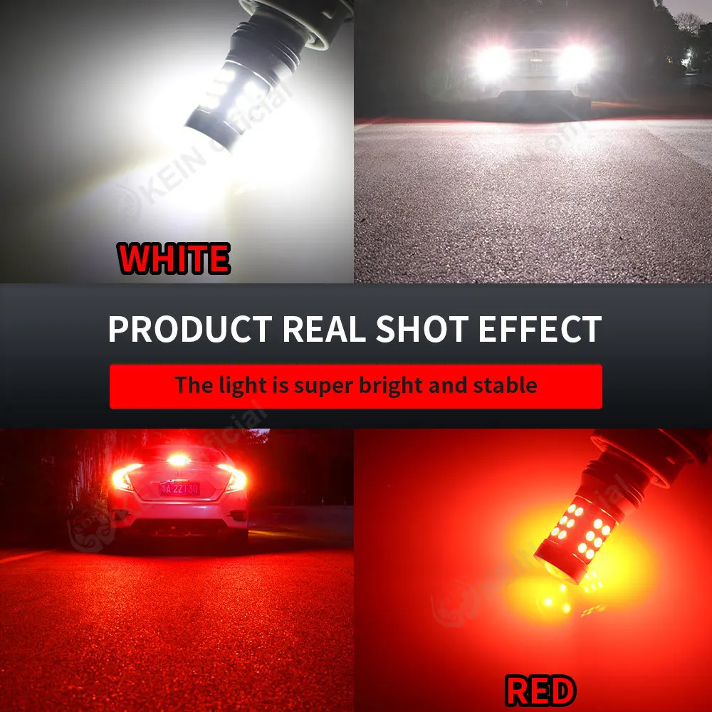 KEIN 1PC Strobe Led 1157 P21W 7443 W21/5W 1156 BA15S R5W R10W BAY15D P21/5W T20 Red Stop Flash Brake Reverse Lamp Bulb Car Light