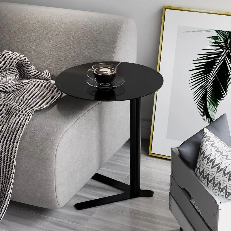 Modern Minimalist Side Table Metal Round Top V-Shaped Base Multifunctional Scandinavian End Table For Sofa Bedside Small Spaces